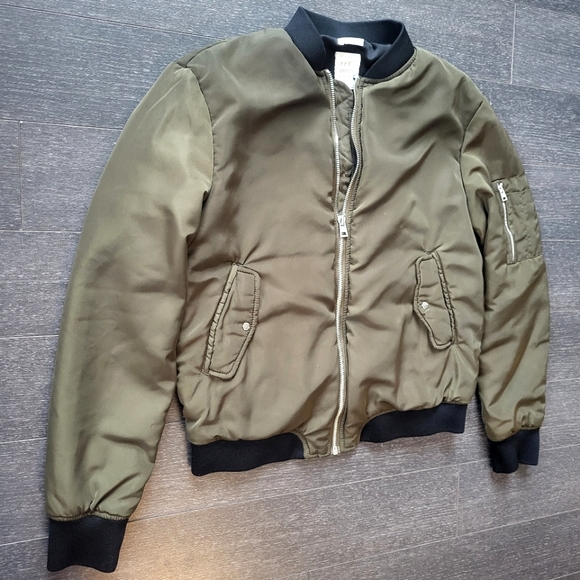 ZARA Women Bomber Flight Jacket Olive M - Picture 2 of 8
